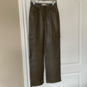 Abercrombie Brown Vegan Leather Cargo Pants